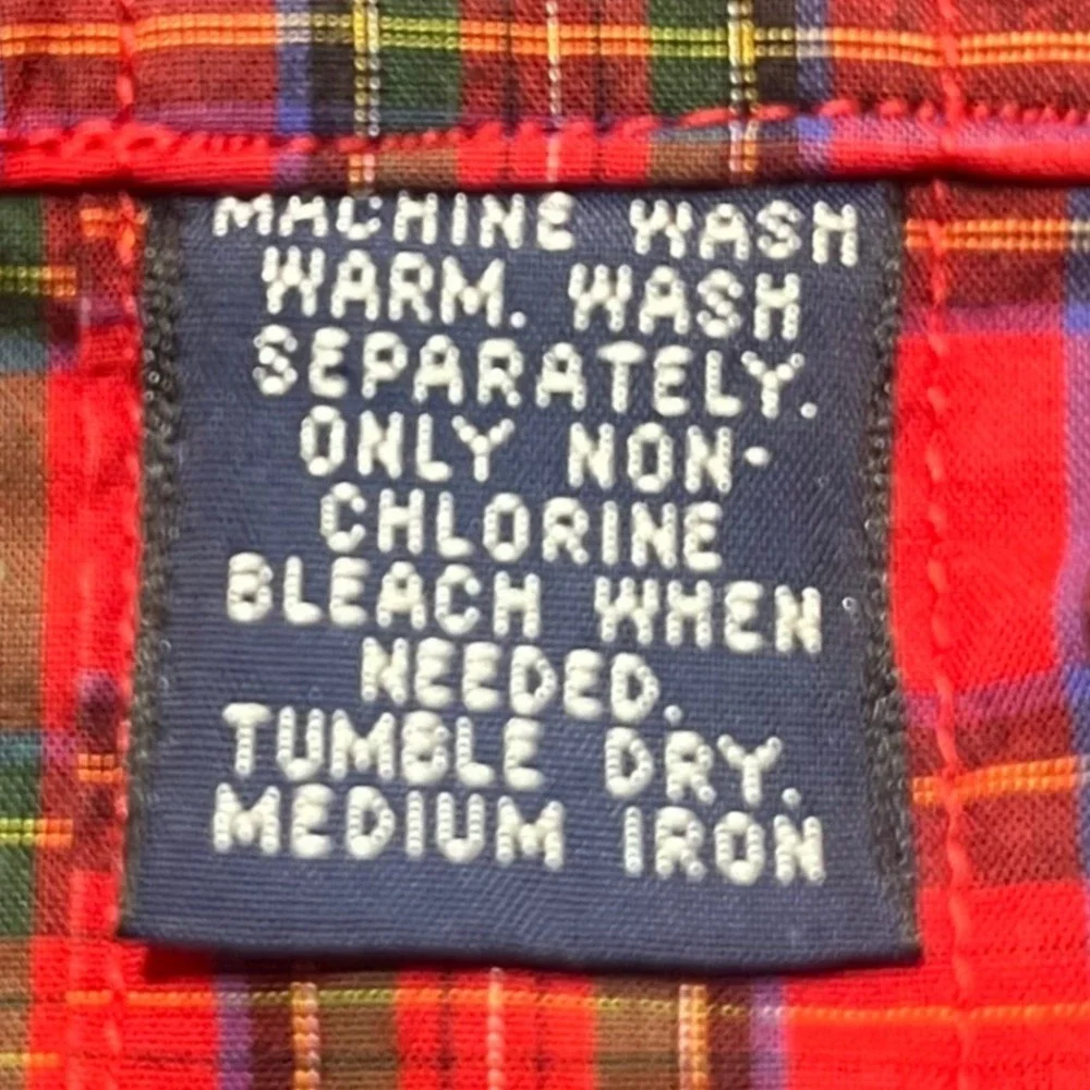Ralph Lauren Red‎ Christmas Plaid Tartan Button Collar Shirt Small Youth Preppy